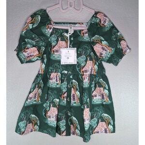 Kate Quinn Organic Cotton Cottage House Print Peplum Top 7Y NWT